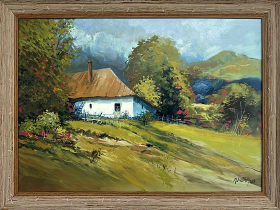 Pred domom — Miroslav Kudzia (maľba)