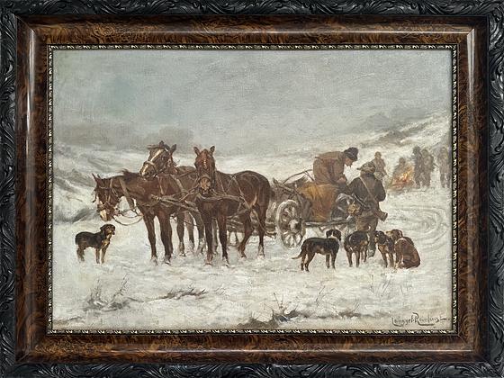 Poľovačka — Ede Lengyel-Reinfuss (maľba)
