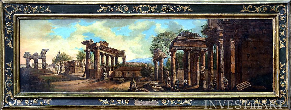 Capriccio s rímskymi ruinami — Marco Ricci (maľba)
