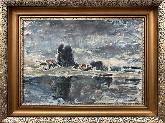 Domy pri vode — Ladislav Zdvíhal (maľba)